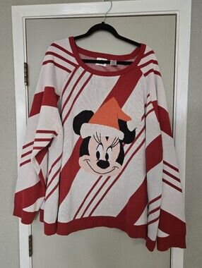 Disney Minnie Mouse Red, Cream & Orange Scoop Neck Sweater